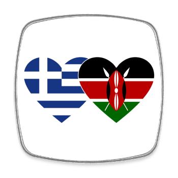 Griechenland Kenia Flagge Herz - Viereckiger Kühlschrankmagnet - Weiß - Vorne