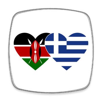 Kenya Greece Flag Heart - Square fridge magnet - white - Front