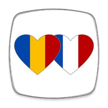 Roumanie France Flag Coeur - Magnet carré - blanc - Devant
