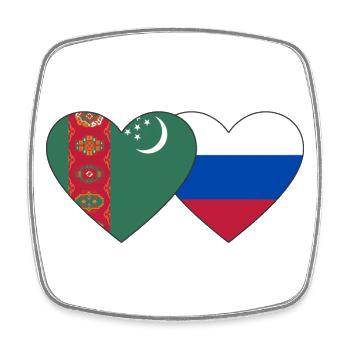 Turkmenistan Russland Flagge Herz - Viereckiger Kühlschrankmagnet - Weiß - Vorne