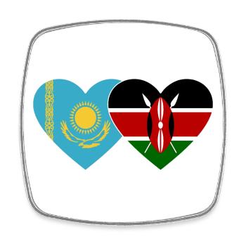 Kazakhstan Kenya Flag Heart - Magnet carré - blanc - Devant