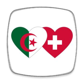 Algerien Schweiz Flagge Herz - Viereckiger Kühlschrankmagnet - Weiß - Vorne