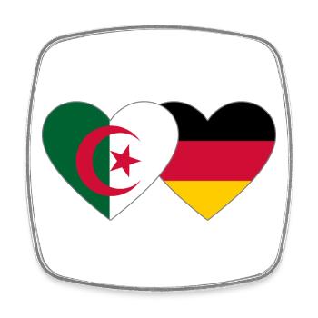 Algeria Germany Flag Heart - Square fridge magnet - white - Front