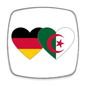 Germany Algeria Flag Heart - Square fridge magnet - white - Front