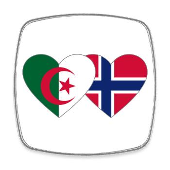 Algerien Norwegen Flagge Herz - Viereckiger Kühlschrankmagnet - Weiß - Vorne