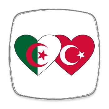 Algeria Turkey Flag Heart - Square fridge magnet - white - Front