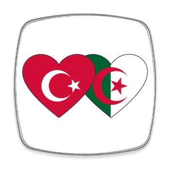 Turkey Algeria Flag Heart - Square fridge magnet - white - Front
