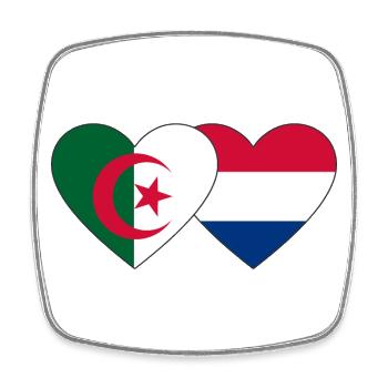 Algeria Holland Flag Heart - Square fridge magnet - white - Front