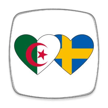 Algérie Suède Drapeau Coeur - Magnet carré - blanc - Devant