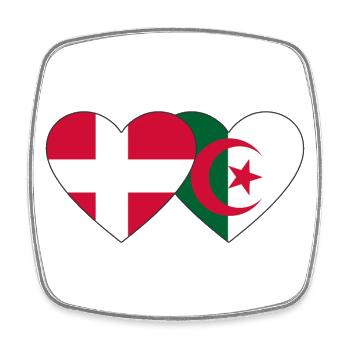 Denmark Algeria Flag Heart - Square fridge magnet - white - Front