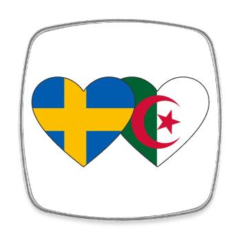 Sweden Algeria Flag Heart - Square fridge magnet - white - Front