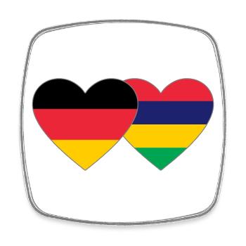 Deutschland Mauritius Flagge Herz - Viereckiger Kühlschrankmagnet - Weiß - Vorne