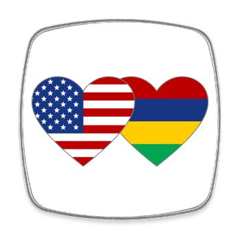 USA Mauritius Flag Heart - Square fridge magnet - white - Front