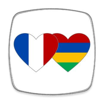 France Mauritius Flag Heart - Square fridge magnet - white - Front