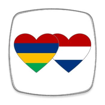 Mauritius Holland Flagge Herz - Viereckiger Kühlschrankmagnet - Weiß - Vorne