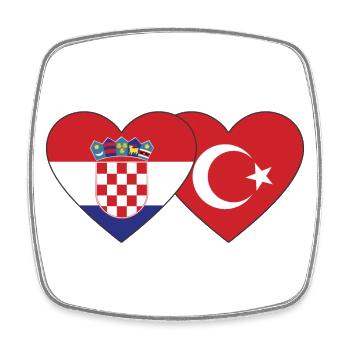 Croatie Turquie Flag Coeur - Magnet carré - blanc - Devant