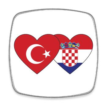 Turkey Croatia Flag Heart - Square fridge magnet - white - Front