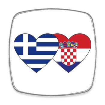Greece Croatia Flag Heart - Square fridge magnet - white - Front