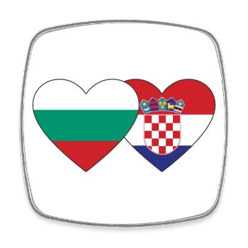Bulgarien Kroatien Flagge Herz - Viereckiger Kühlschrankmagnet - Weiß - Vorne