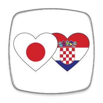 Japan Kroatien Flagge Herz - Viereckiger Kühlschrankmagnet - Weiß - Vorne