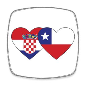 Kroatien Chile Flagge Herz - Viereckiger Kühlschrankmagnet - Weiß - Vorne