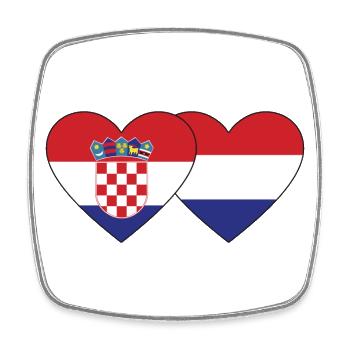Croatia Holland Flag Heart - Square fridge magnet - white - Front