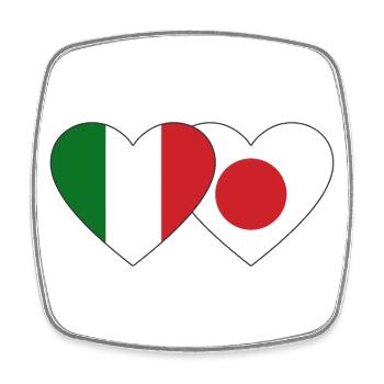 Italy Japan Flag Heart - Square fridge magnet - white - Front