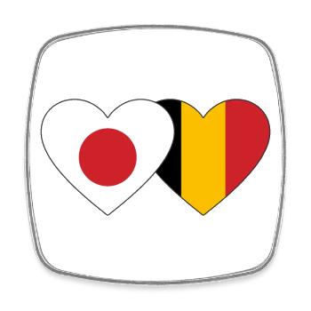 Japan Belgium Flag Heart - Square fridge magnet - white - Front