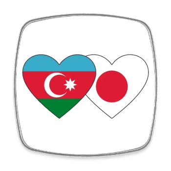 Azerbaijan Japan Flag - Square fridge magnet - white - Front