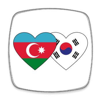 Azerbaïdjan Corée du Sud drapeau - Magnet carré - blanc - Devant