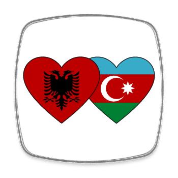 Albanie Azerbaïdjan Drapeau Coeur - Magnet carré - blanc - Devant
