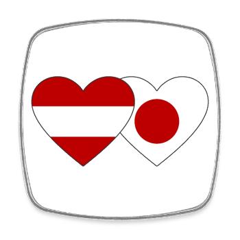 Autriche Japon Flag Coeur - Magnet carré - blanc - Devant
