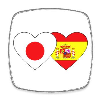 Japan Spain Flag Heart - Square fridge magnet - white - Front