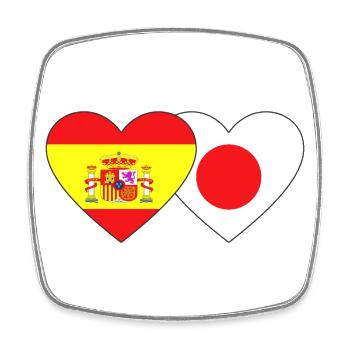 Spain Japan Flag Heart - Square fridge magnet - white - Front