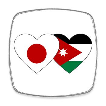 Japon Jordanie Flag Heart - Magnet carré - blanc - Devant