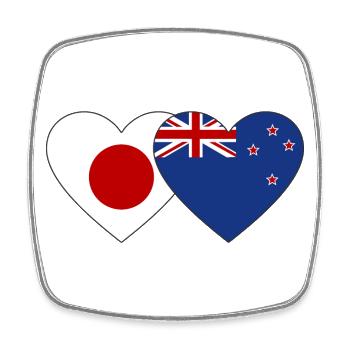 Japan Neuseeland Flagge Herz - Viereckiger Kühlschrankmagnet - Weiß - Vorne