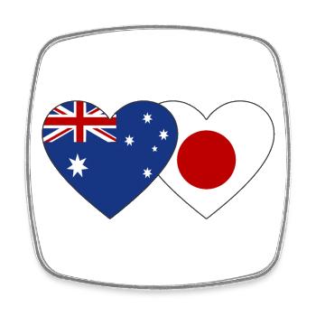 Australia Japan Flag Heart - Square fridge magnet - white - Front