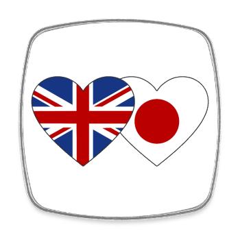 England Japan Flag Heart - Square fridge magnet - white - Front