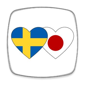 Sweden Japan Flag Heart - Square fridge magnet - white - Front