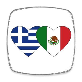 Greece Mexico Flag Heart - Square fridge magnet - white - Front