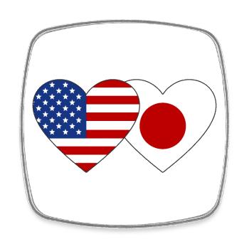 USA Japan Flag Heart - Square fridge magnet - white - Front