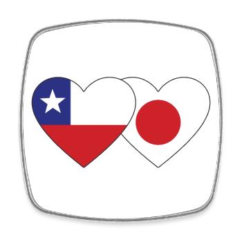 Chile Japan Flagge Herz - Viereckiger Kühlschrankmagnet - Weiß - Vorne