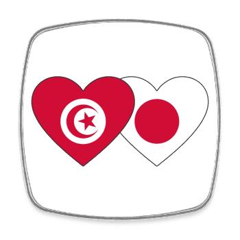 Tunisia Japan Flag Heart - Square fridge magnet - white - Front