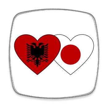 Albania Japan Flag Heart - Square fridge magnet - white - Front