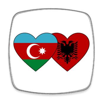 Azerbaijan Albania Flag Heart - Square fridge magnet - white - Front