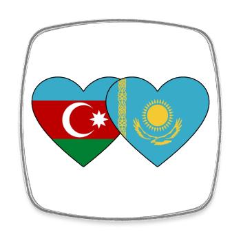 Azerbaijan Kazakhstan Flag Heart - Square fridge magnet - white - Front