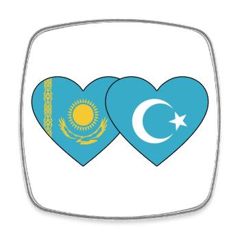 Kazakhstan Uighur Flag Heart - Square fridge magnet - white - Front