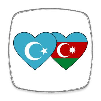 Ouïghours Turkestan oriental Azerbaïdjan Drapeau Cœur - Magnet carré - blanc - Devant