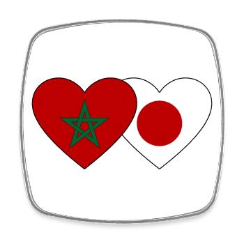 Morocco Japan Flag Heart - Square fridge magnet - white - Front