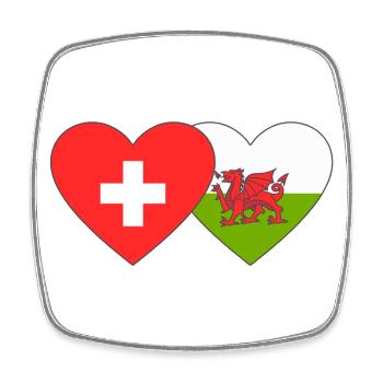 Schweiz Wales Flagge Herz - Viereckiger Kühlschrankmagnet - Weiß - Vorne